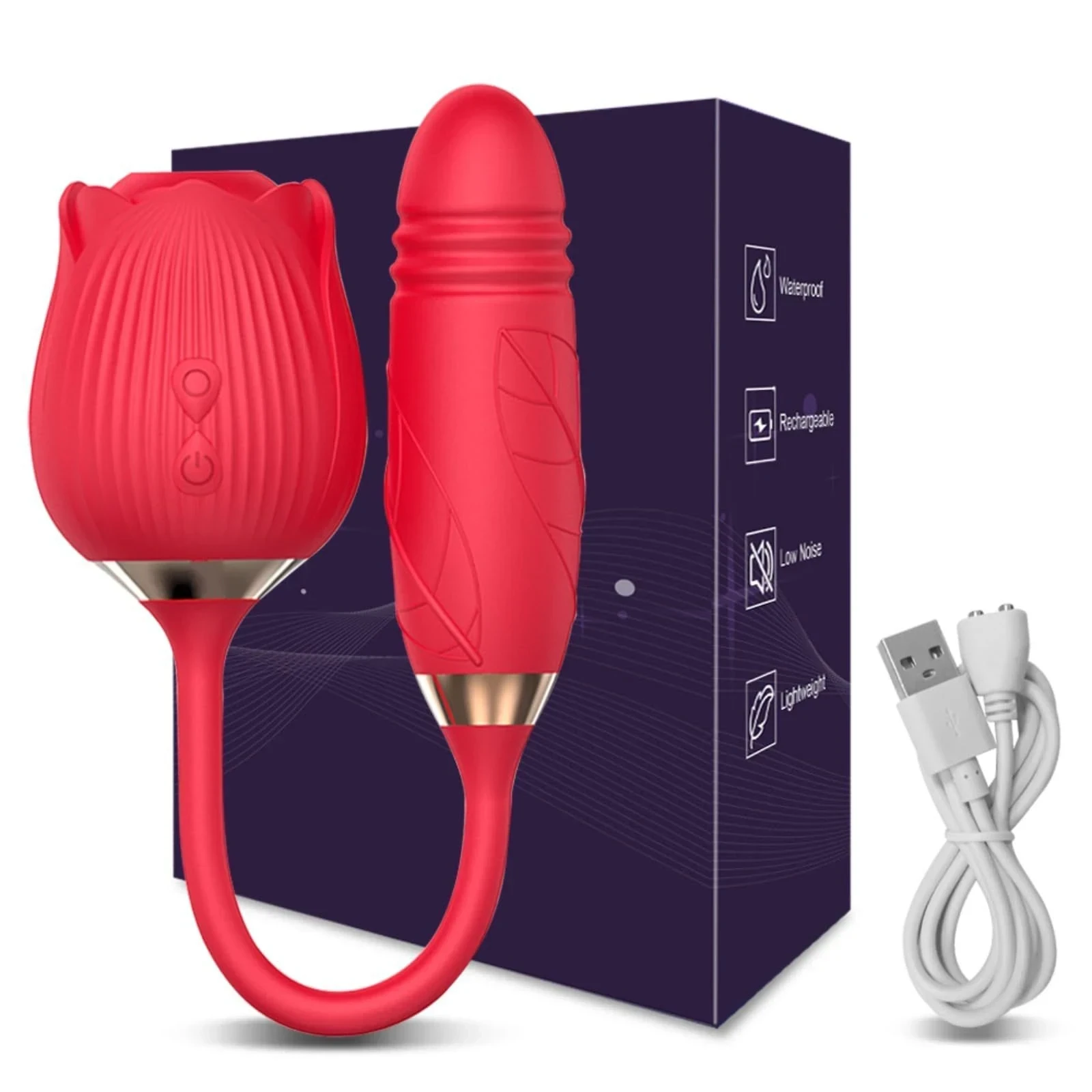 Vibrador Dual Rosa "Thrusting & Suction"