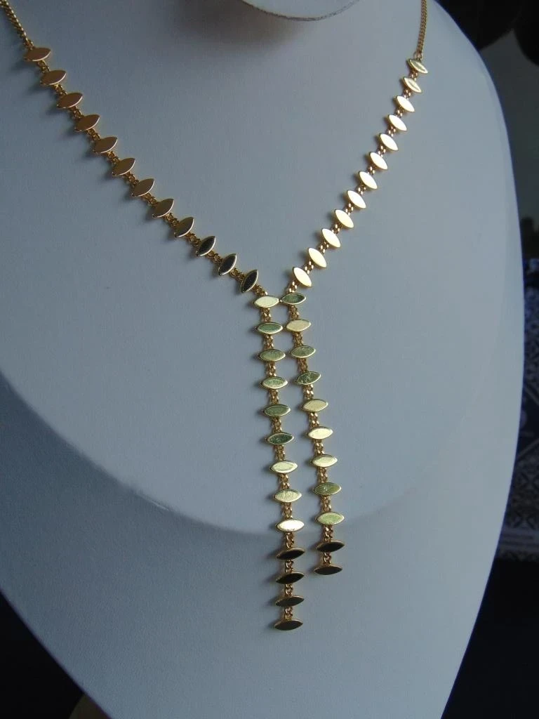 CADENA RODIO DOR TIPO CORBATIN ARROCITOS PLANOS 2