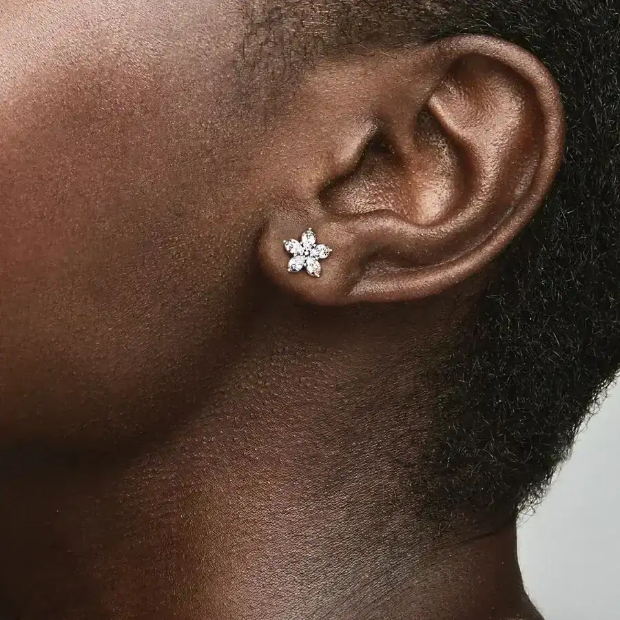 Pendientes De Boton Copo de Nieve Brillante  2