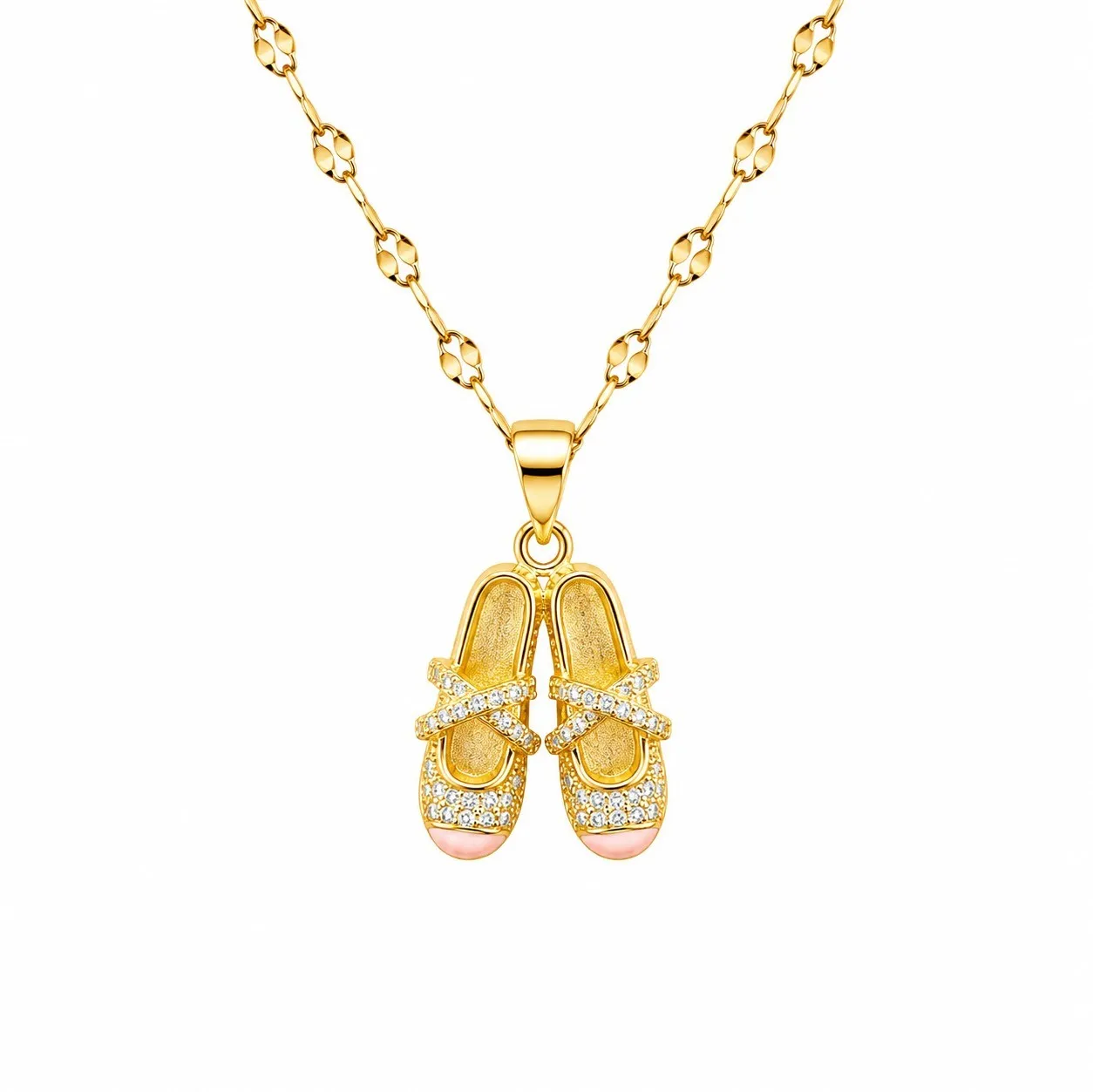 Cadena Y Dije En Acero Con Piedra Circon De Zapatilla De Ballet