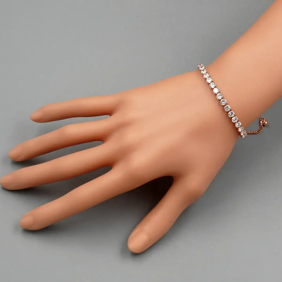 Pulsera Oro Rosa Circones Blancos REF: L331 4