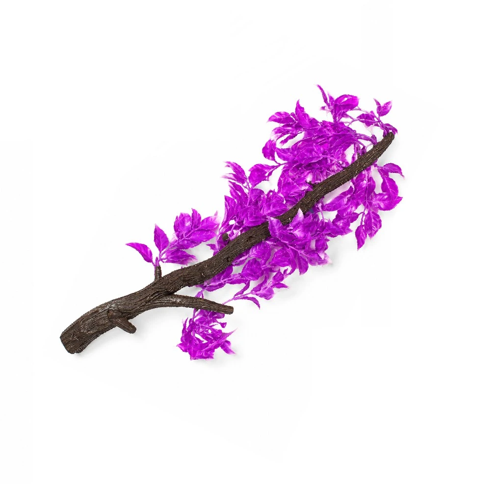 Tronco decorativo con follaje artificial morado