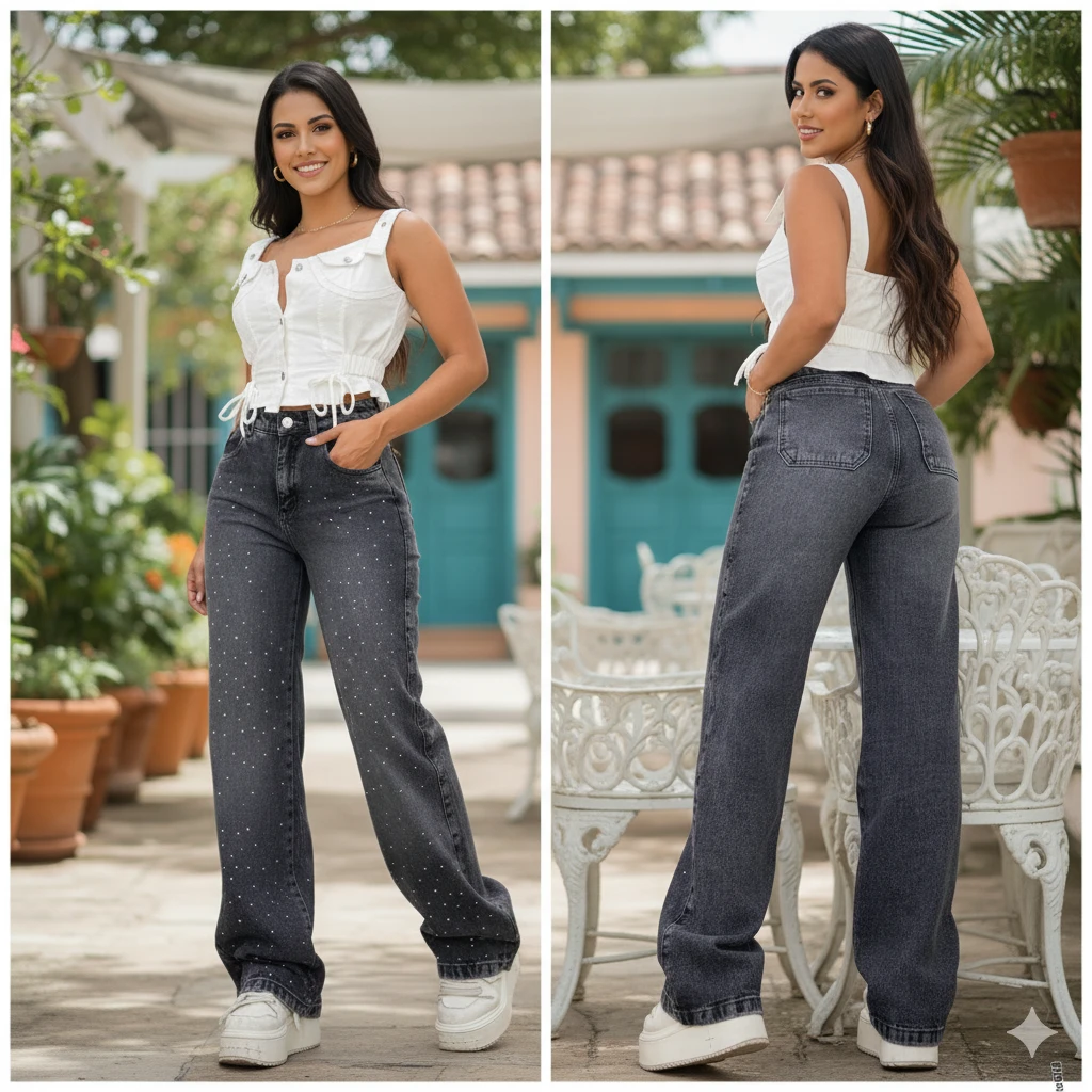 Jeans Palazzo con brillos 2