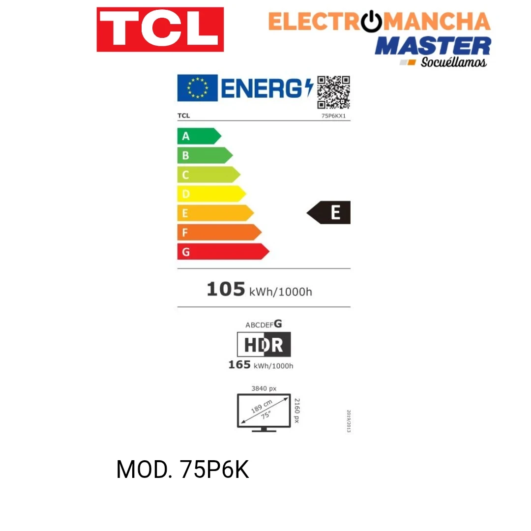 TELEVISION TCL 75P6K 75" PULGADAS 4K GOOGLE SMART TV 4