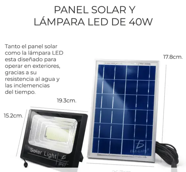 Reflector LED 40W Con Panel Solar  2