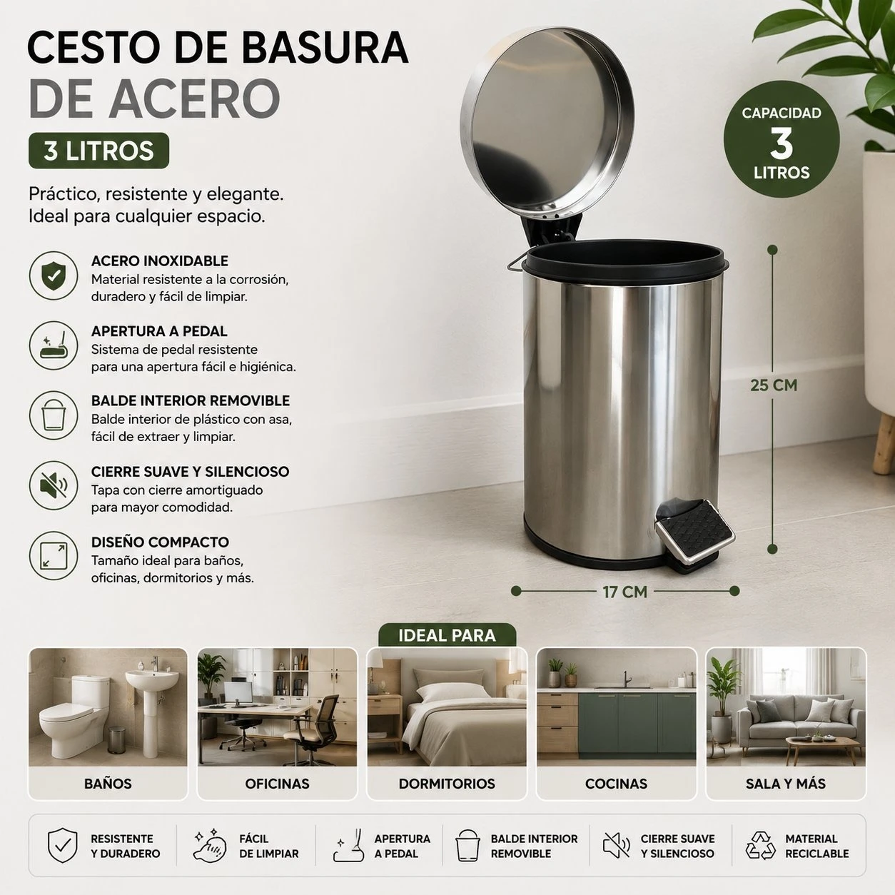 CESTO DE BASURA 3L