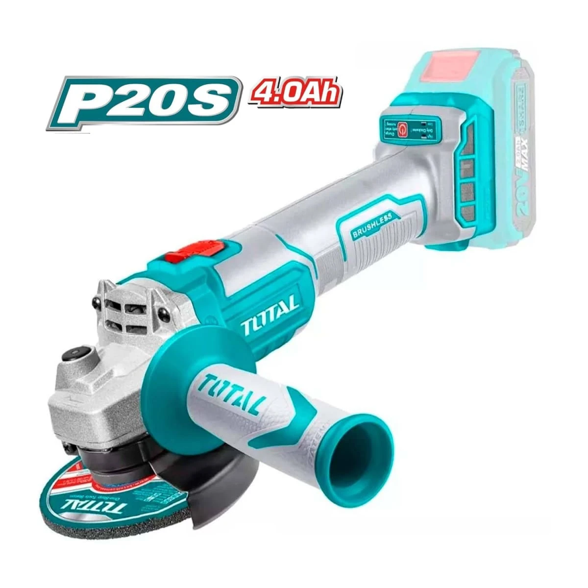 TAGLI2011582 Amoladora angular 20v brushless 4 1/2" incluye 2 baterias 4ah y cargador total  5