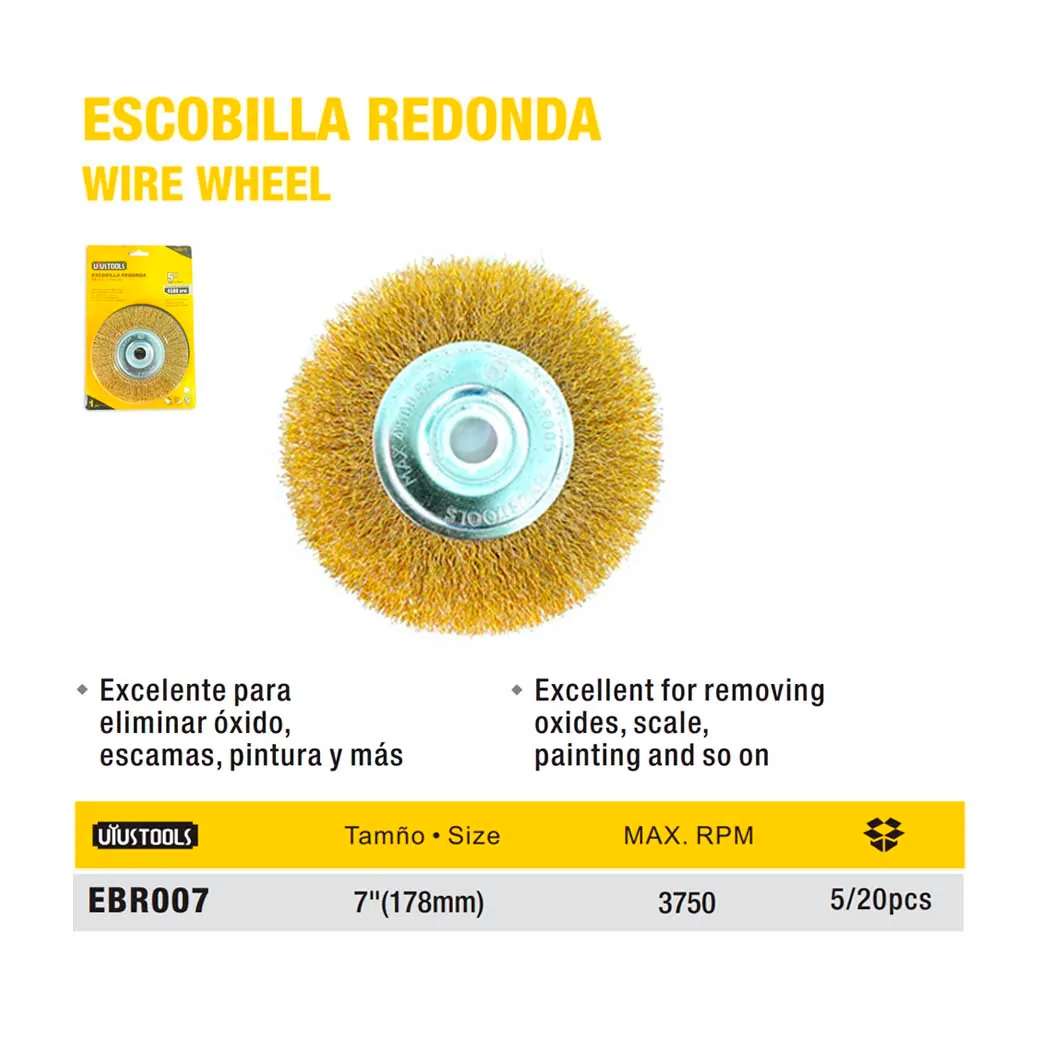 ESCOBILLA REDONDA PLA UYUST dorado 7 (150mm)