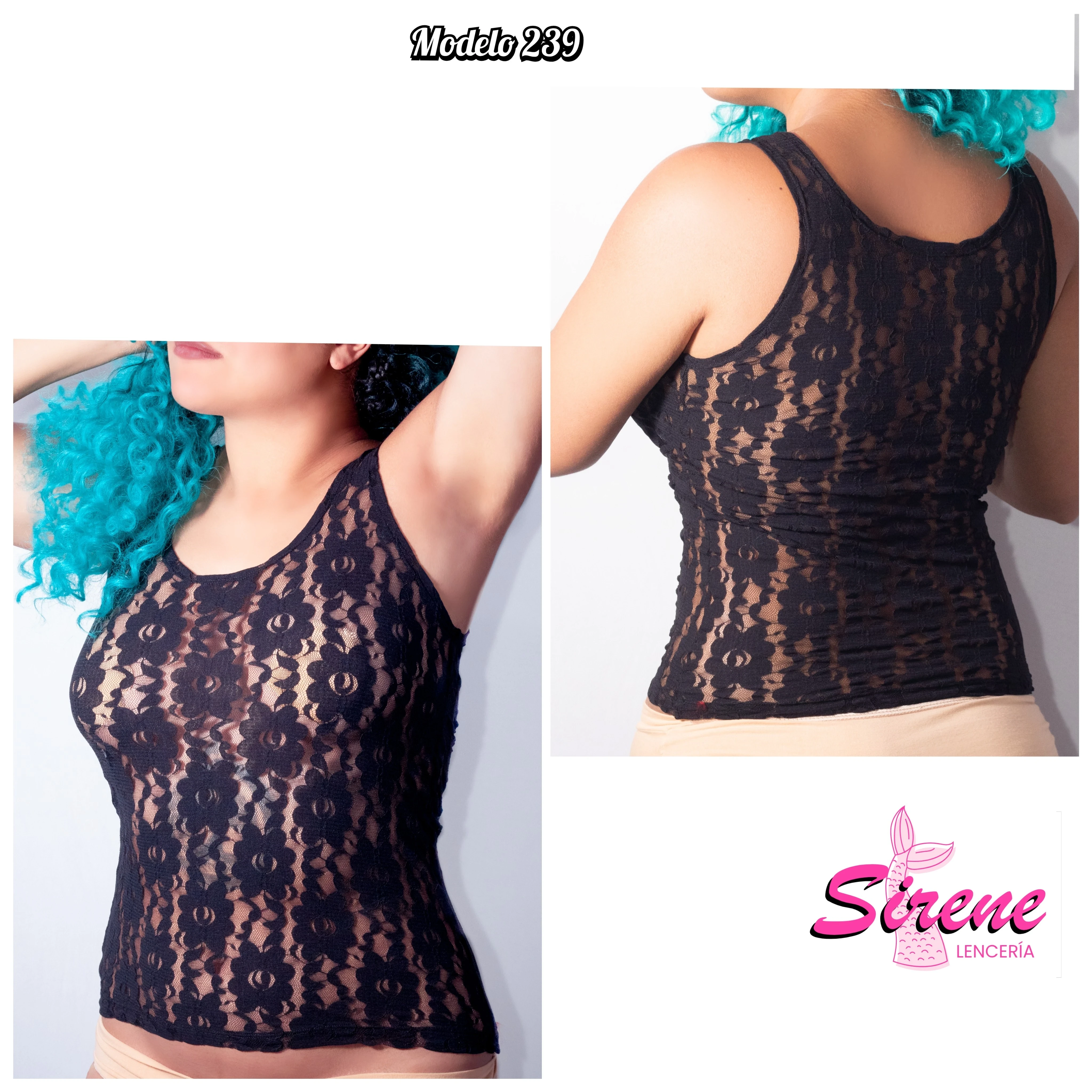 Camiseta de encaje tirante ancho