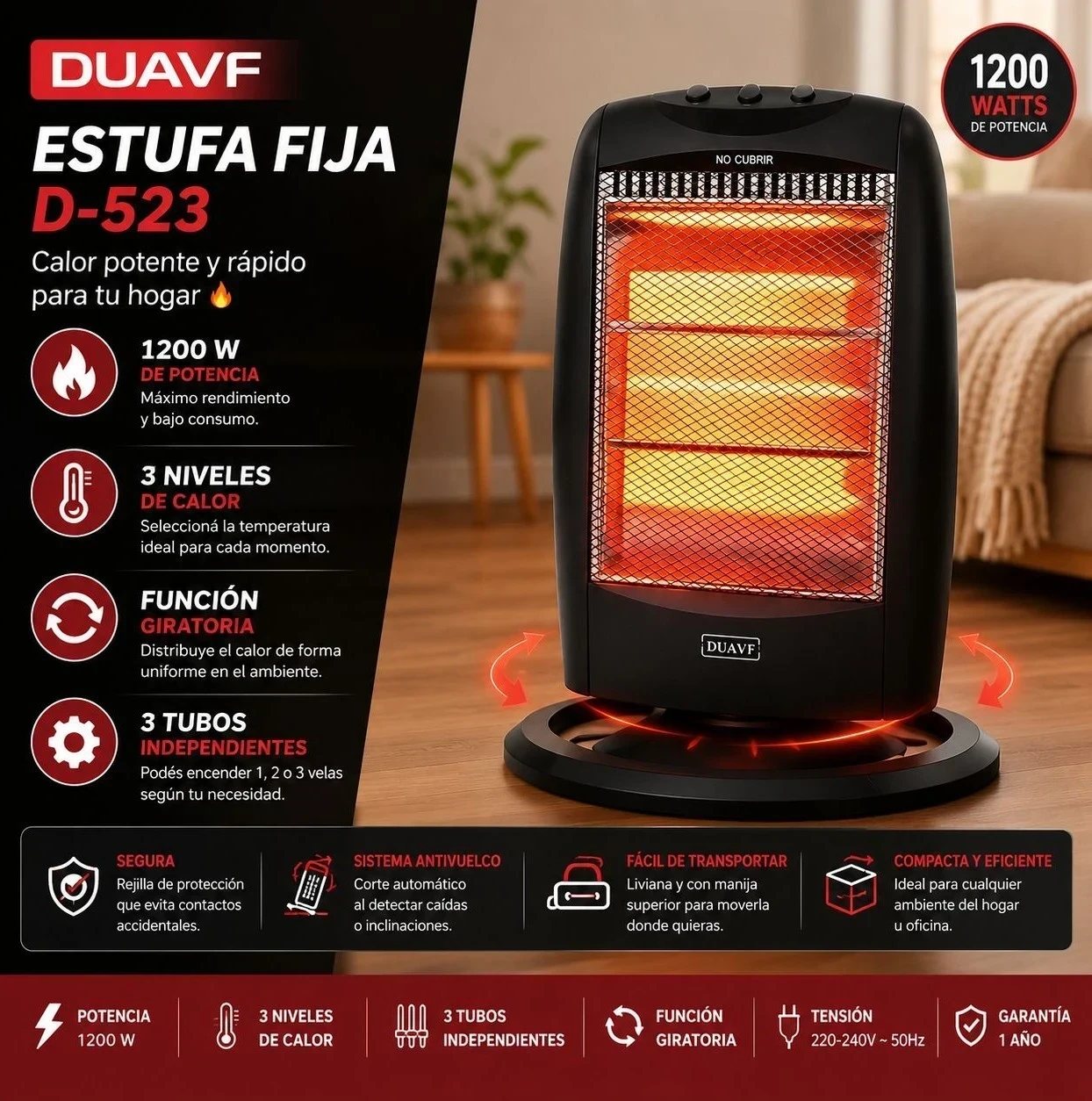 ESTUFA 3 VELAS FIJA DUAVF