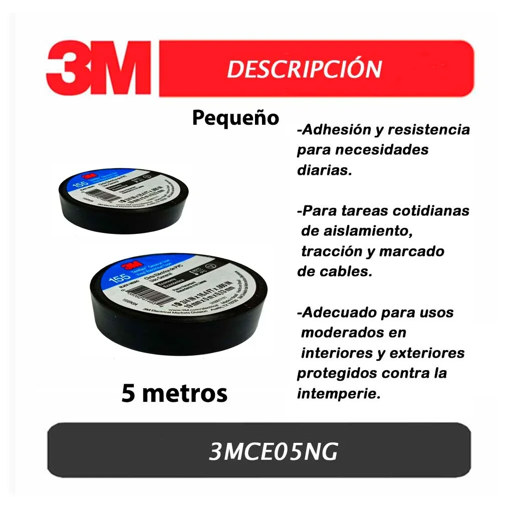 CINTA AISLANTE 3M NEGRO 1000 ECO** 5MTS X 18MM