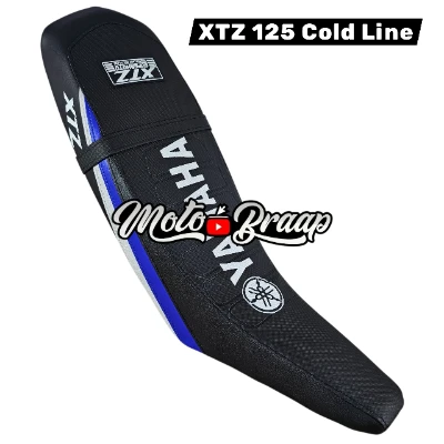 TP XTZ 125 Forro Tapizado cold line negro / azul / gris / negro / letrero en medio DW