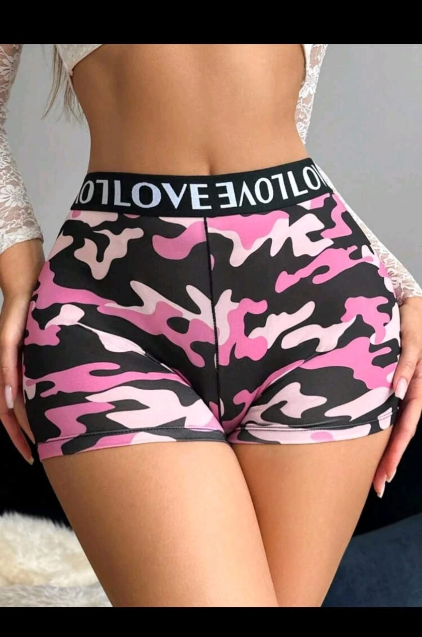 Short Deportivo Dama Licra Corto Tiro Alto Camuflado Gym 3