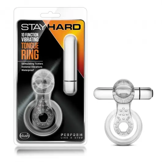 10 FUNCTION VIBRATING TONGUE RING CLEAR