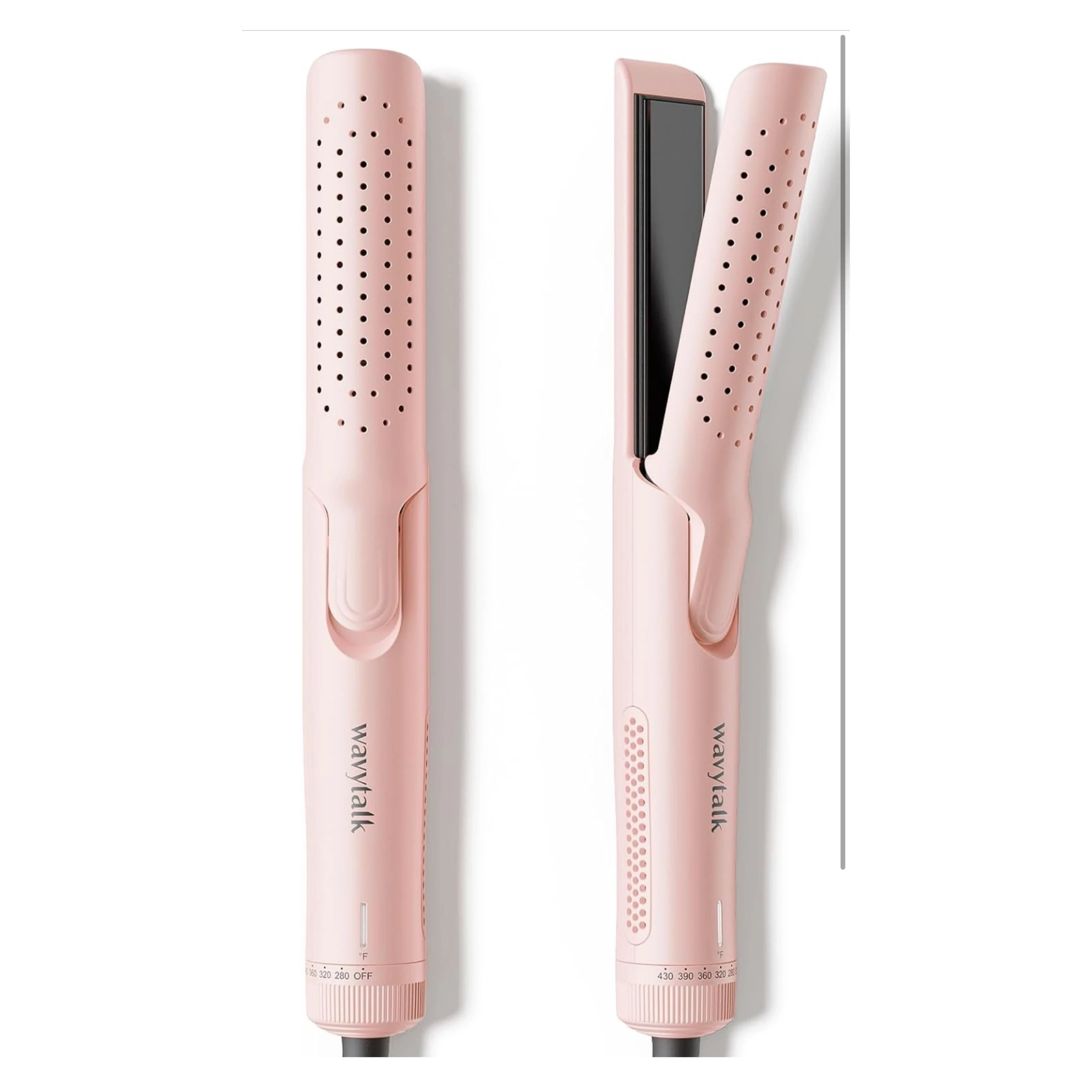 Rizador de pelo Wavytalk de 1 pulgada, moldeador con flujo de aire de 360° para fijar los rizos más rápido, alisador y rizador de cabello 2 en 1, color rosa, calentamiento de 30 segundos