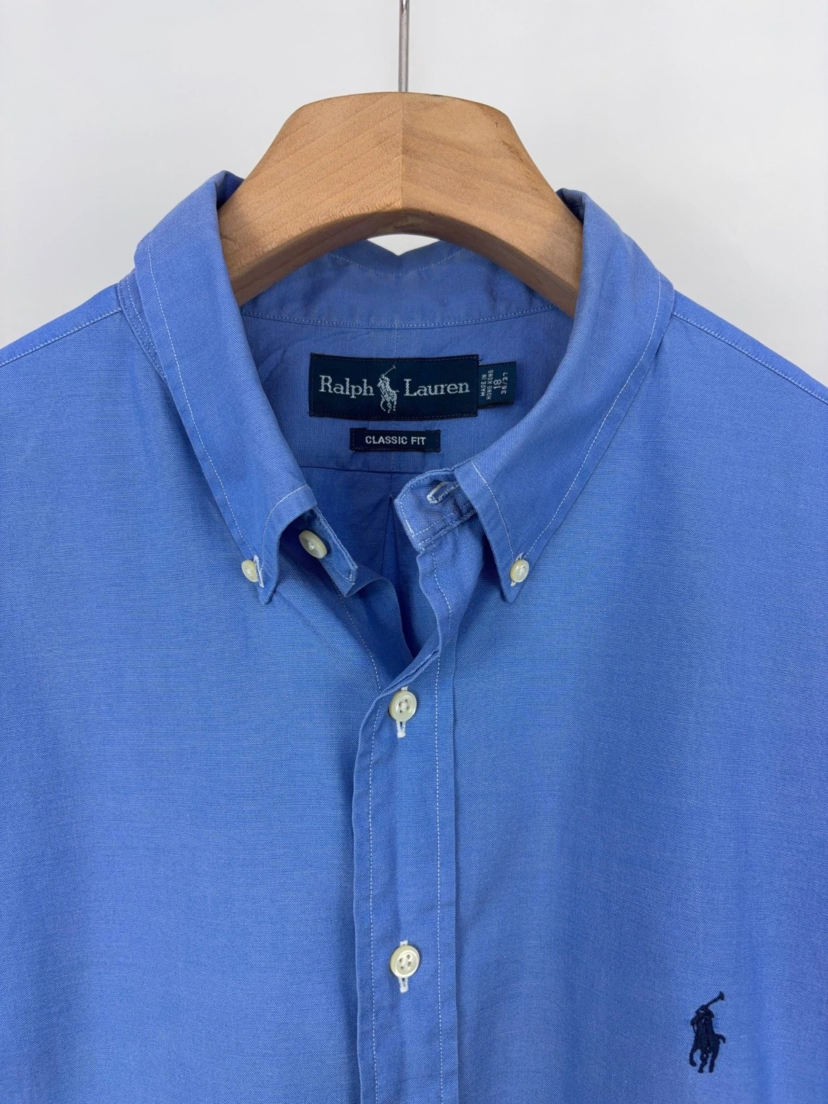 Camisa Polo Ralph Lauren Classic Fit Algodón Azul detalle en foto poco notorio  2