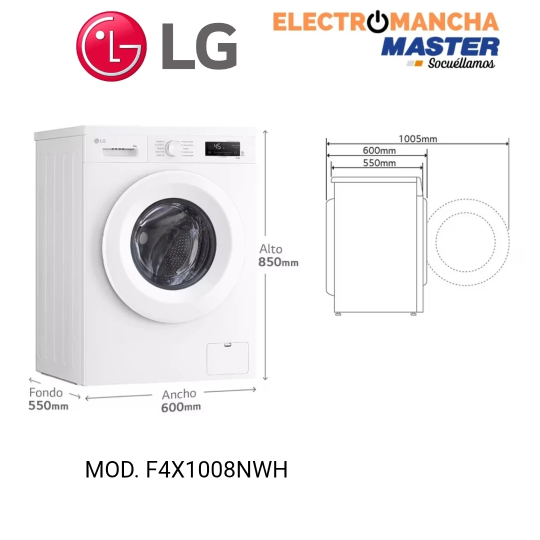 LAVADORA LG F4X1008NWH 8 KILOS 1400 RPM A 2