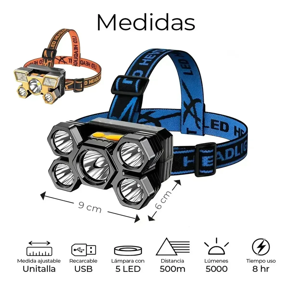 LAMPARA DE CABEZA LED RECARGABLE