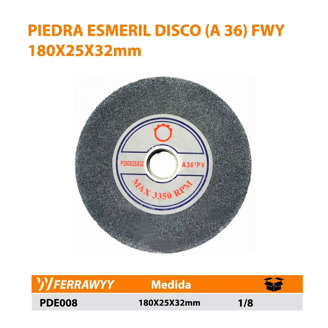 PIEDRA ESMERIL DISCO (A 36) FWY 180X25X32mm 
