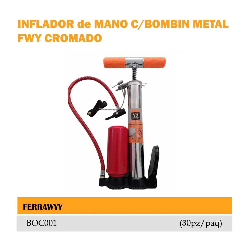 INFLADOR de MANO C/BOMBIN METAL FWY cromado 38X260
