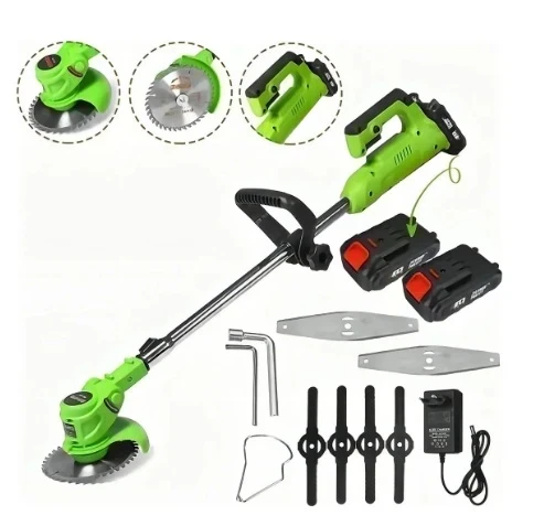 Cortadora de Césped Inalámbrica Mangocargo 21V 15cm con 4 Alturas y 2 Baterías