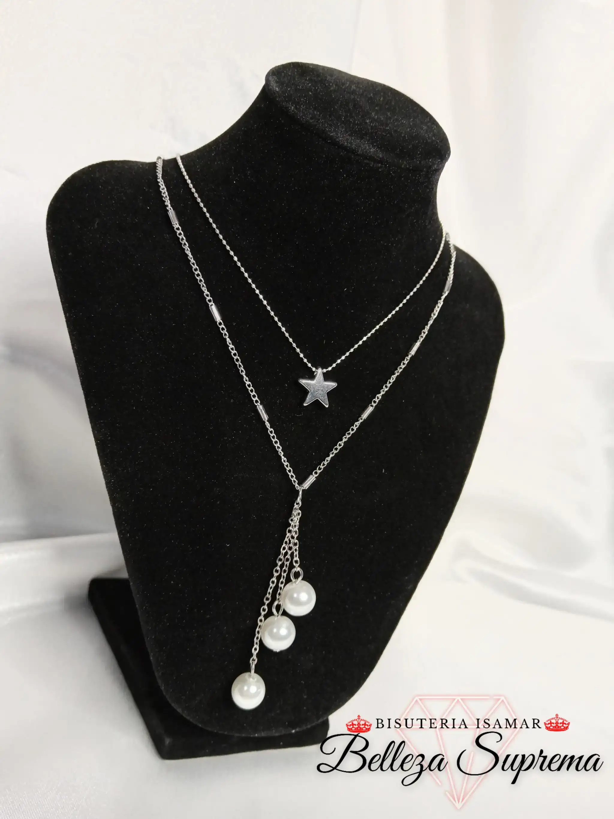 COLLAR DOBLE CAÍDA PERLAS Y ESTRELLA 3
