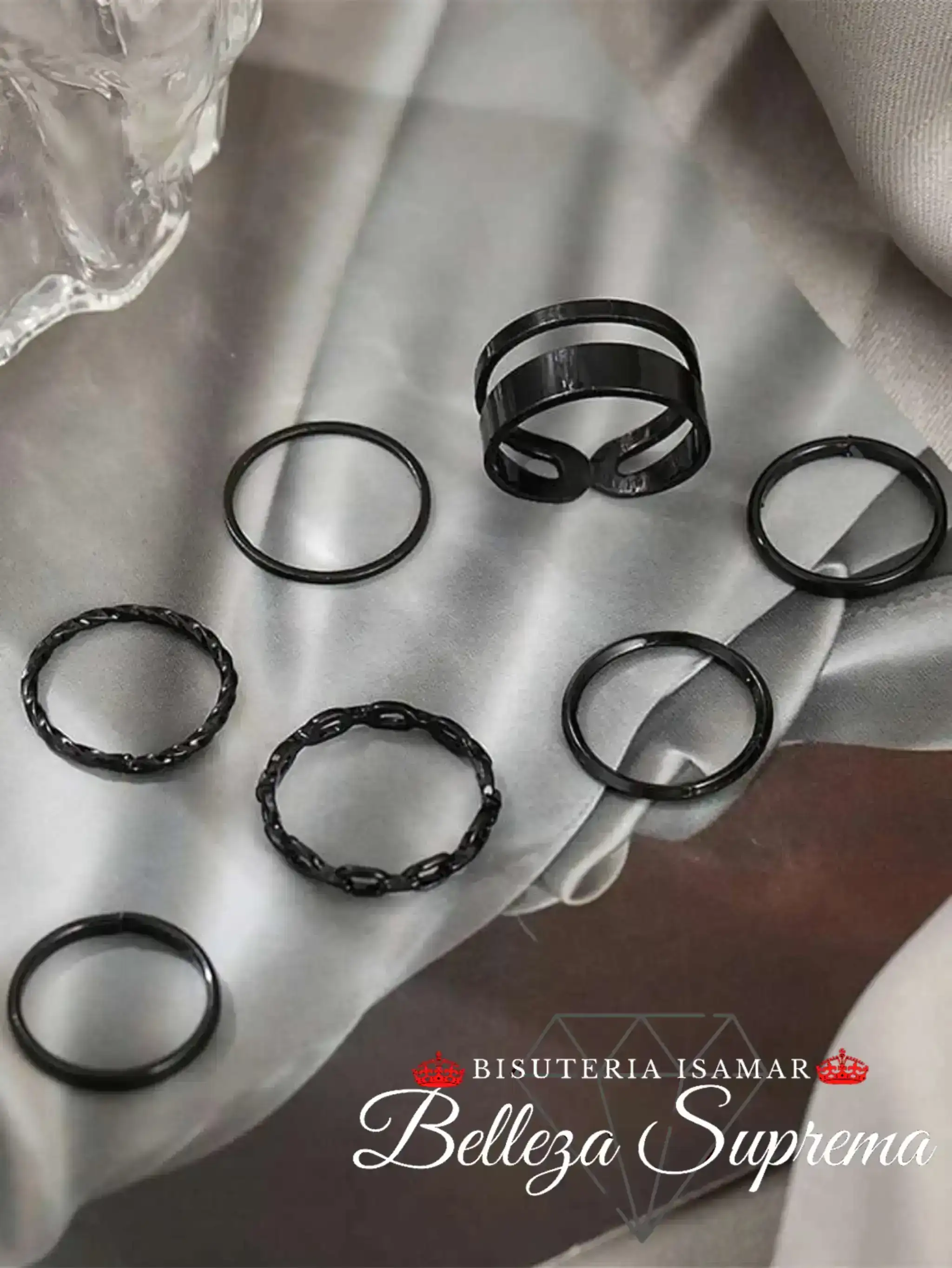 SET ANILLOS NEGROS MINIMALISTA 2