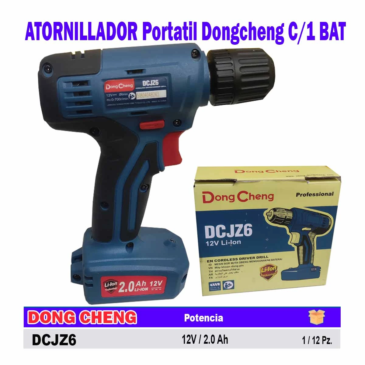 ATORNILLADOR Portatil Dongcheng C/1 BAT 12V/2.0Ah