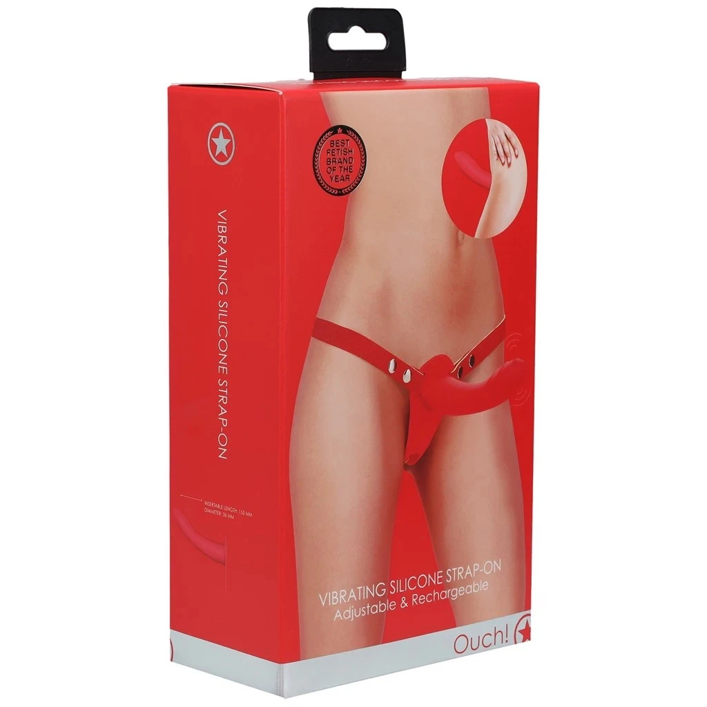 Vibrating Silicone Strap-On Adjustable & Rechargeable - Red