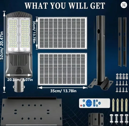 Farolas solares de 8000W, luz de estacionamiento comercial para exterior 2