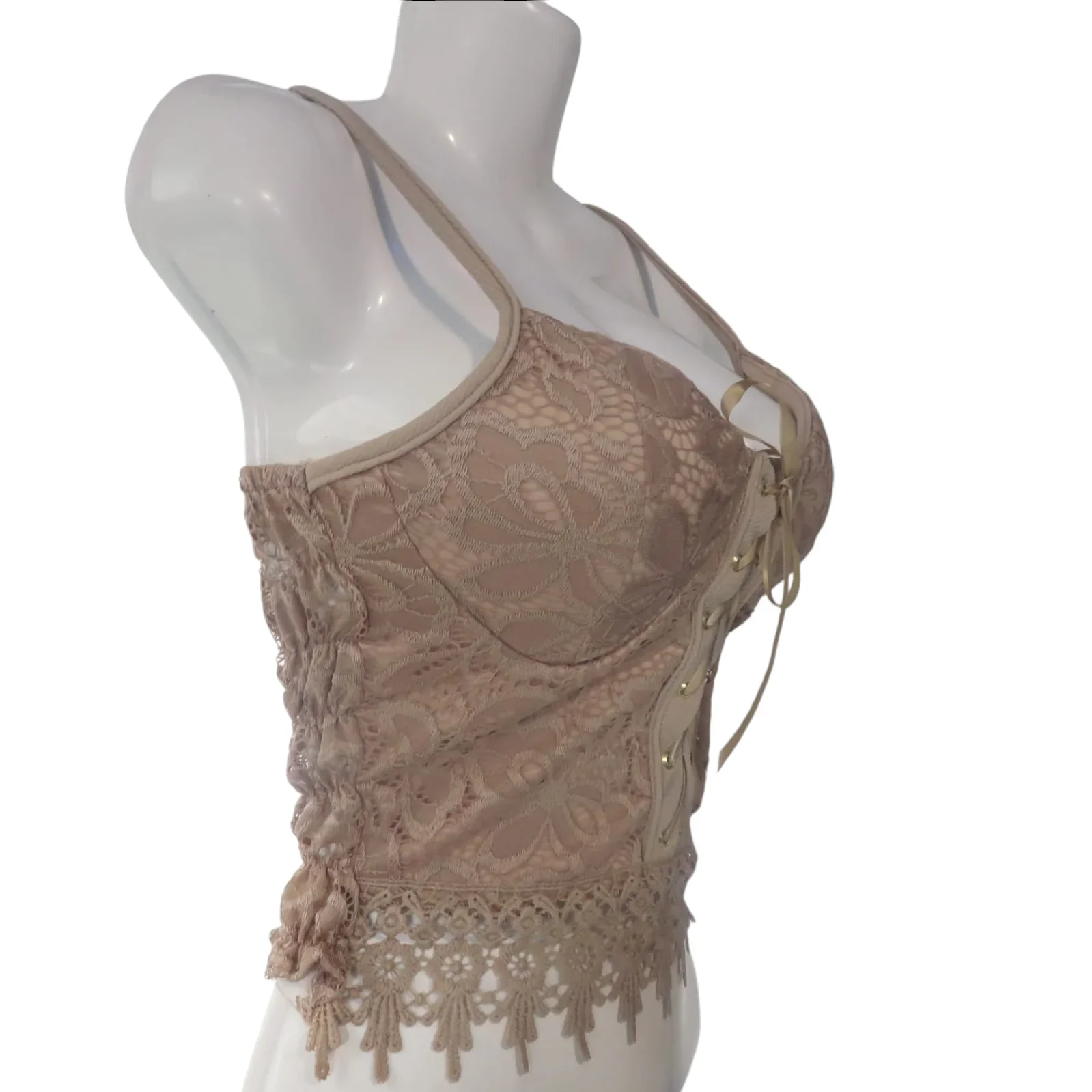 Crop top beige liston 4