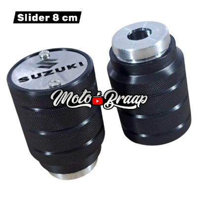 Slider Grande 8cm x 5,5 cm (par) logo Suzuki acero cromado MF
