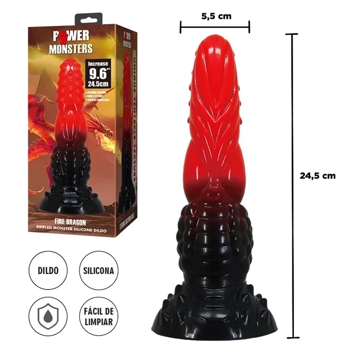 Dildo Monster Fire Dragon con sopapa de silicona
