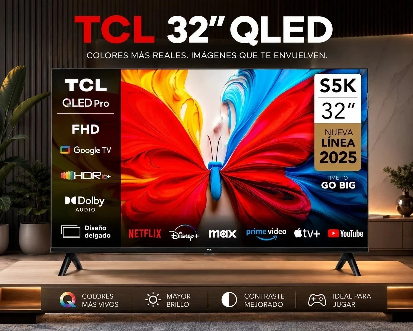  SMART TV 32"TCL QLED C/GOOGLE TV 32S5K QLED