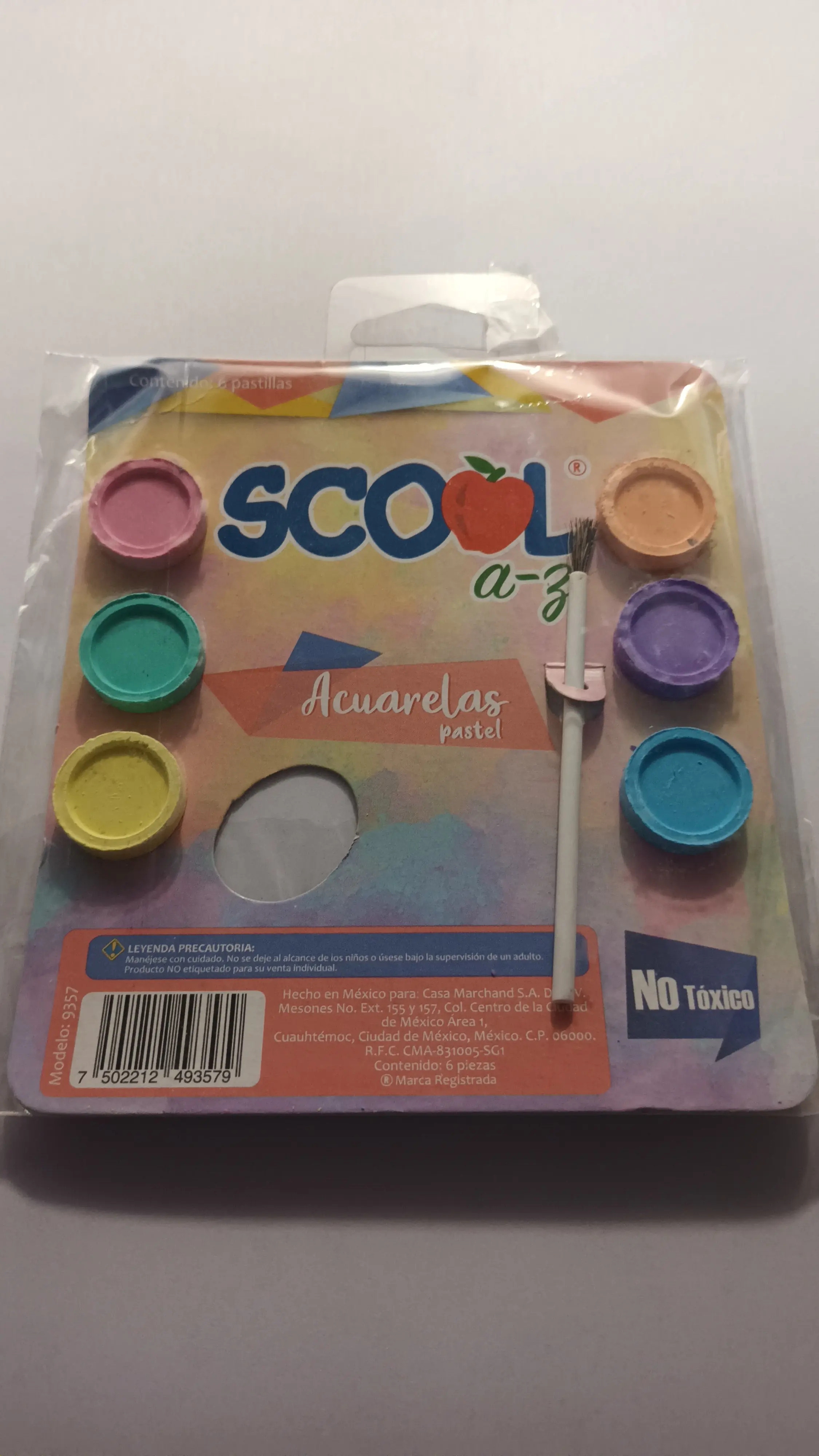 ACUARELAS SCOOL 6 PASTILLAS