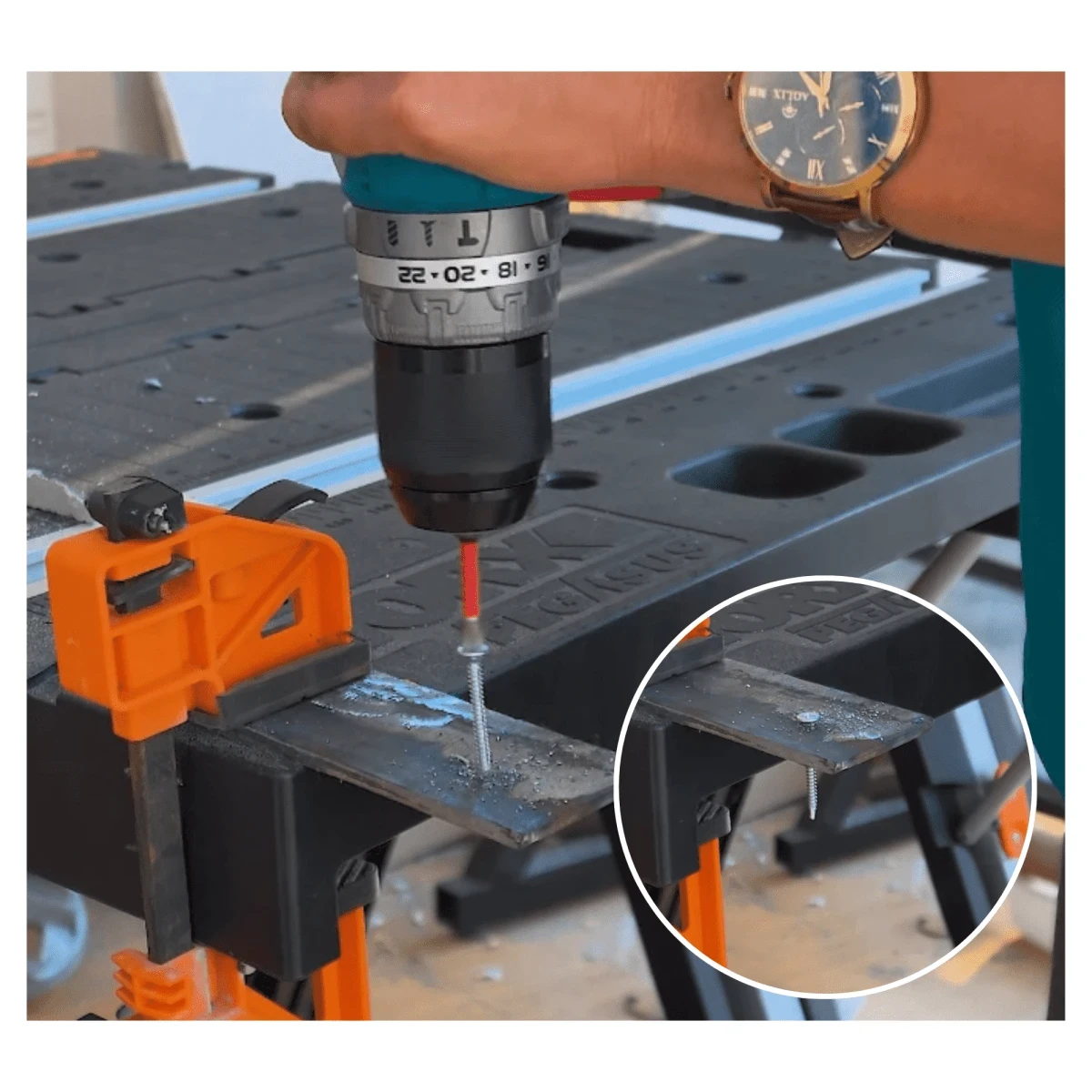 TIDLI20602 Taladro atornillador percutor brushless chuck metálico 20v +2 baterías 2.0ah total 7