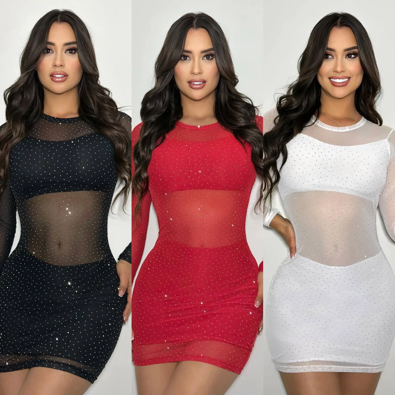 Vestido malla piedreria