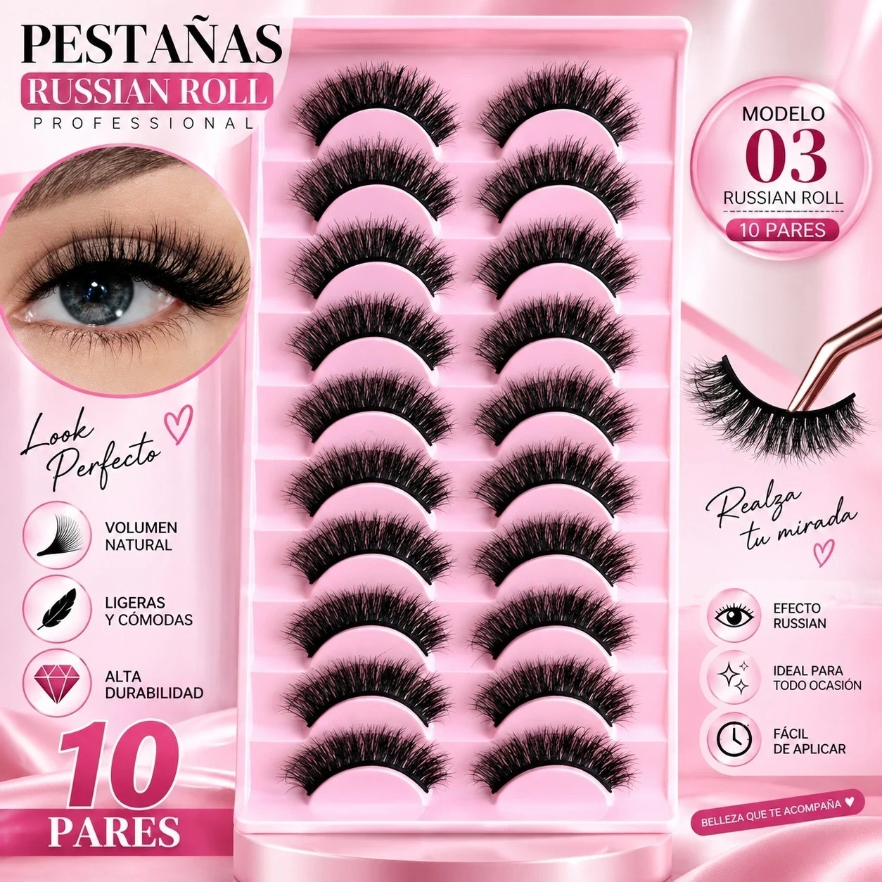 lumera tablon de pestaña x 10 pcs efecto Russian