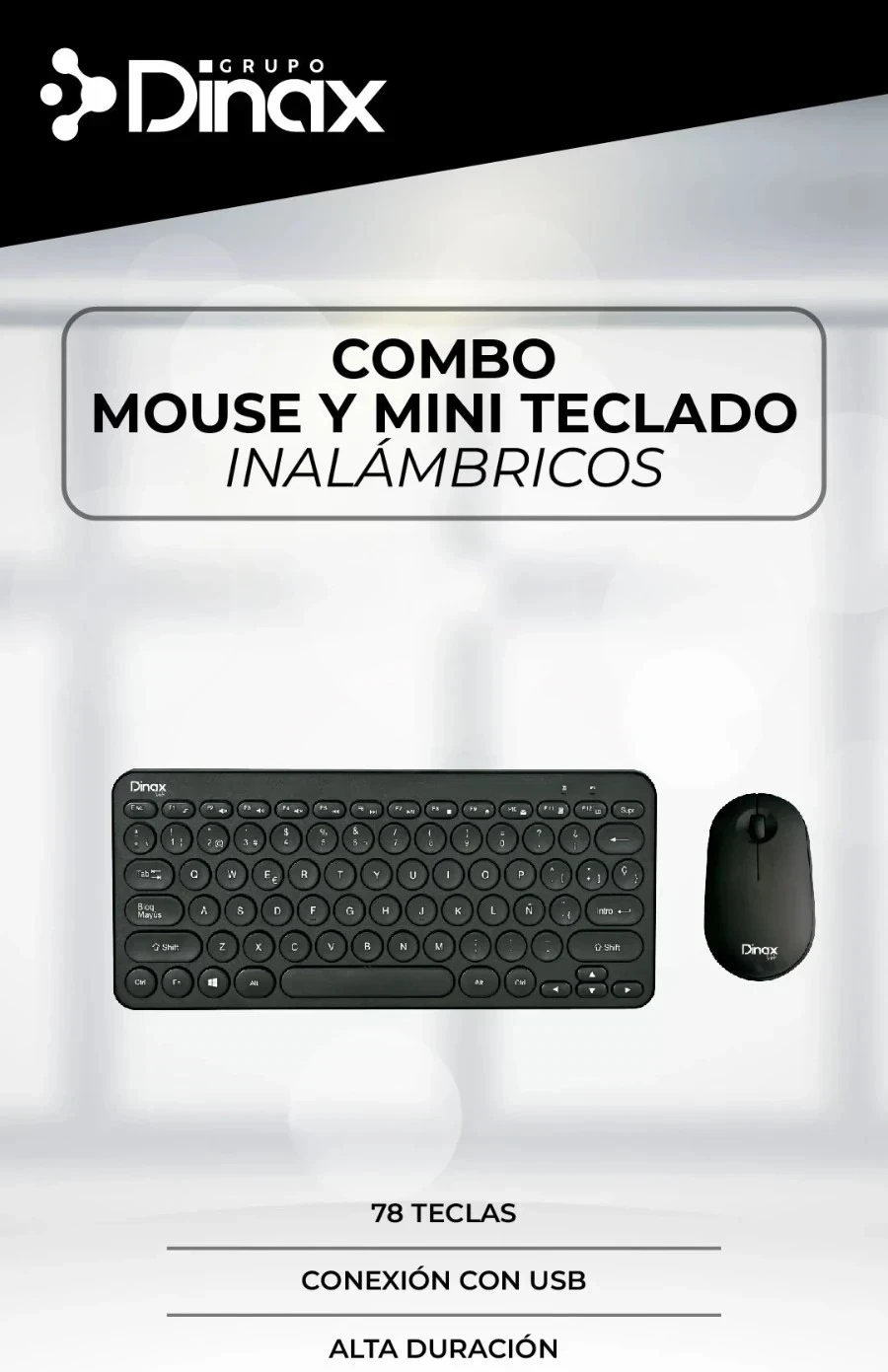 COMBO MOUSE + TECLADO INALAMBRICO DINAX  3