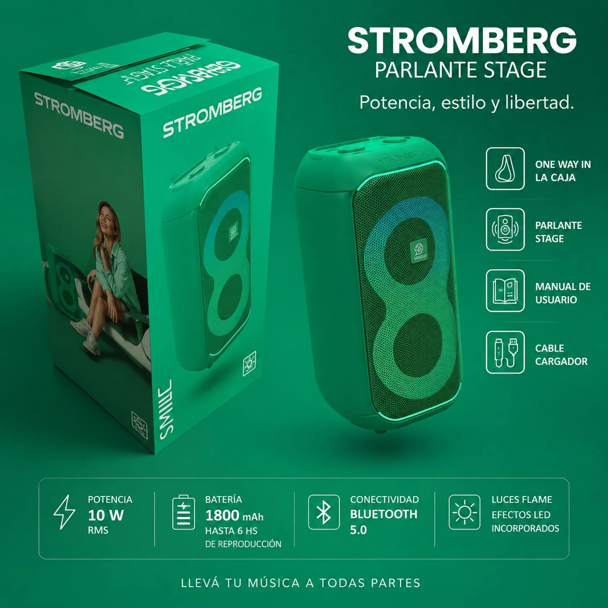 PARLANTE PORTÁTIL STROMBERG LYRIC VERDE