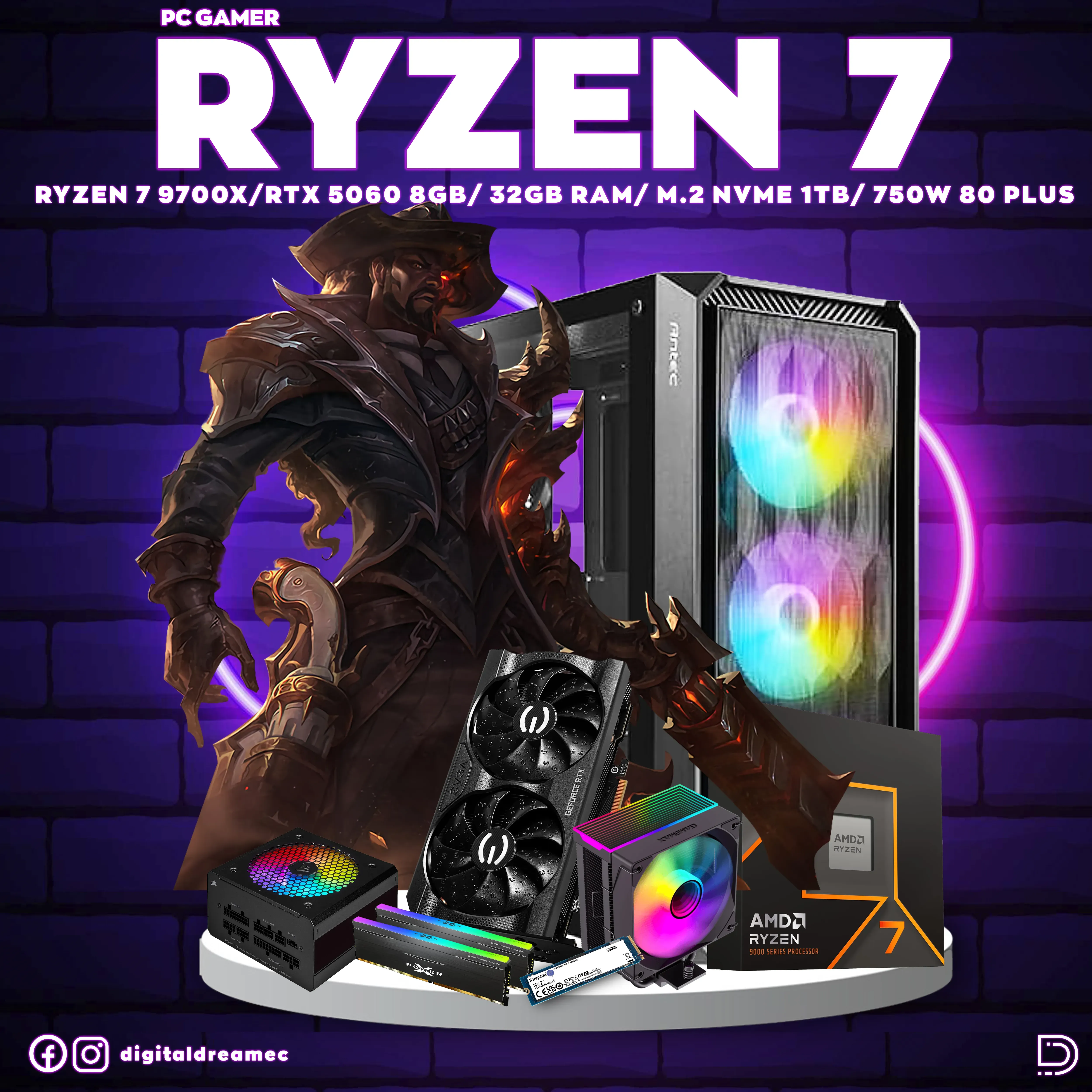 RYZEN 7 9700X RTX 5060 8GB M.2 1TB 32GB RAM 