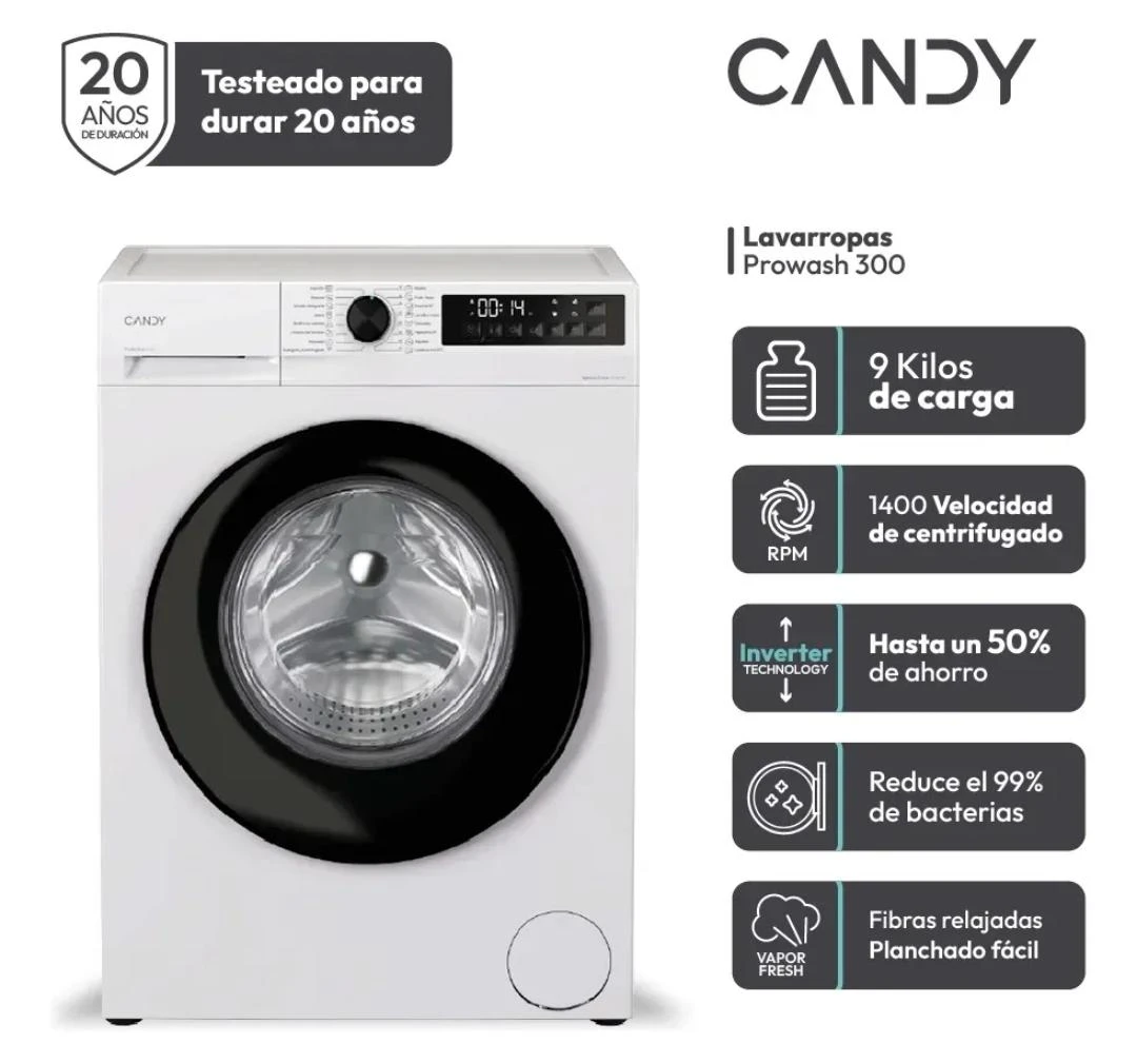 Lavarropas Candy 9kg
