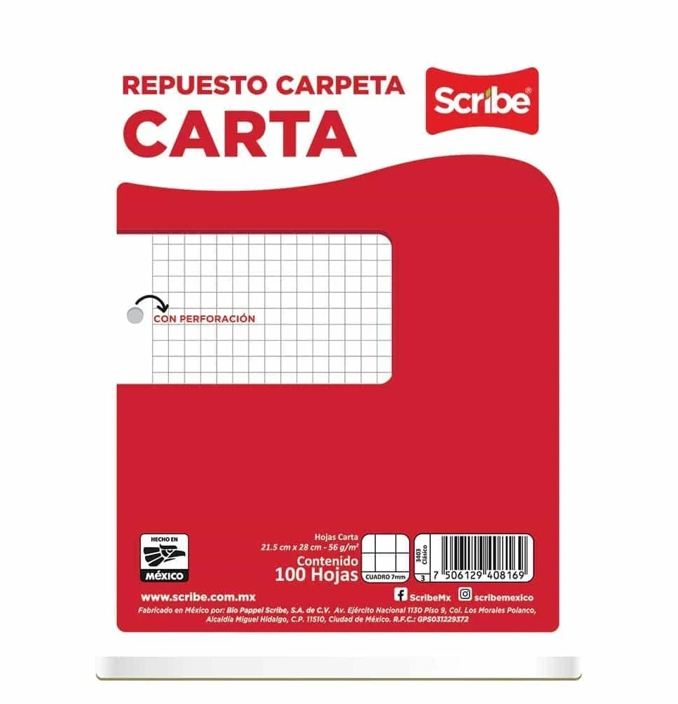 Hojas para carpeta cuadro  grande tamaño carta