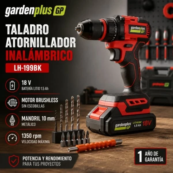 TALADRO ATORNILLADOR GARDENPLUS GP LH-199BK