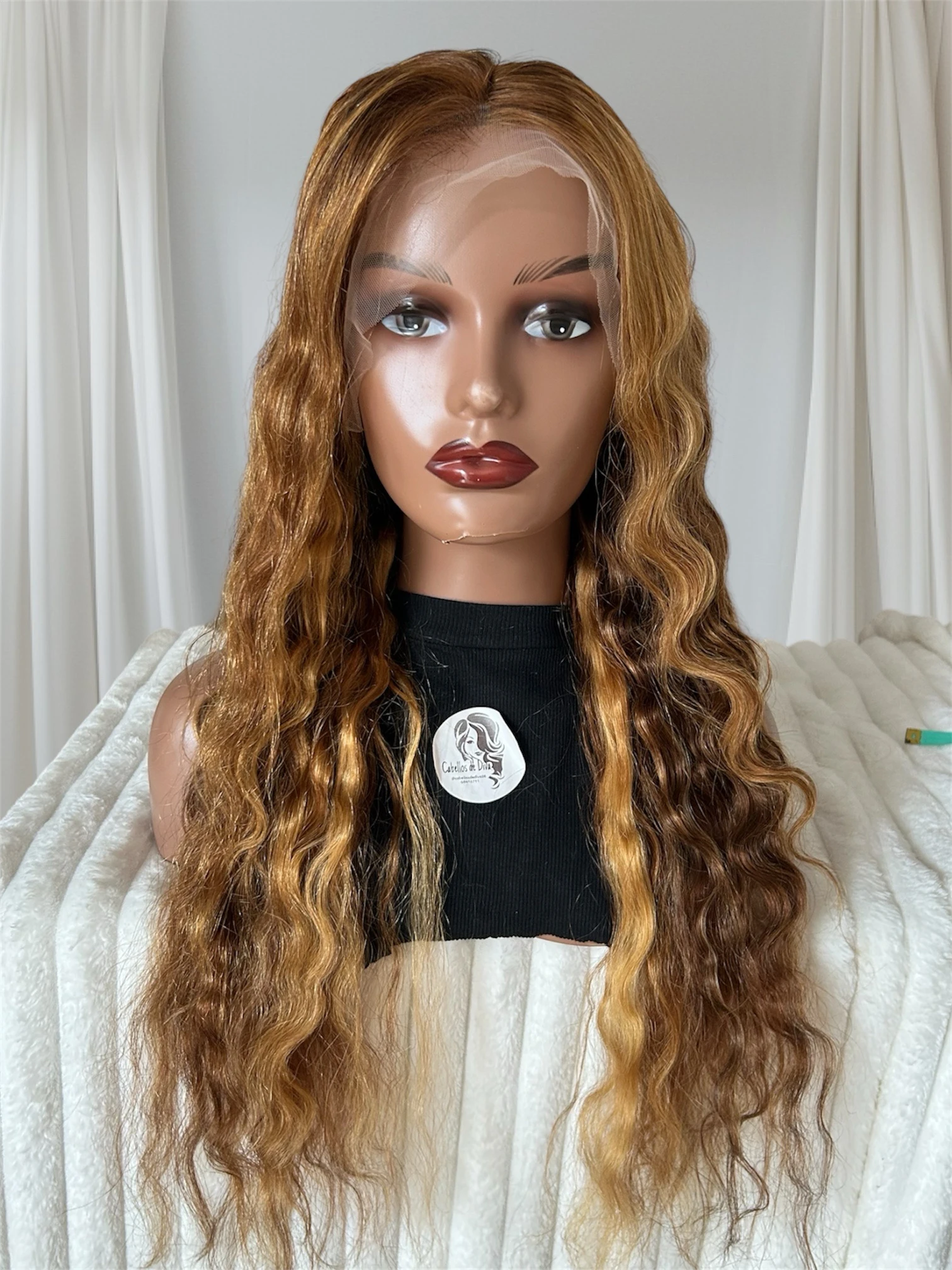 Peluca cabello humano 28 pulgadas, frontal lace 13x4 4/27, 180% densidad 4