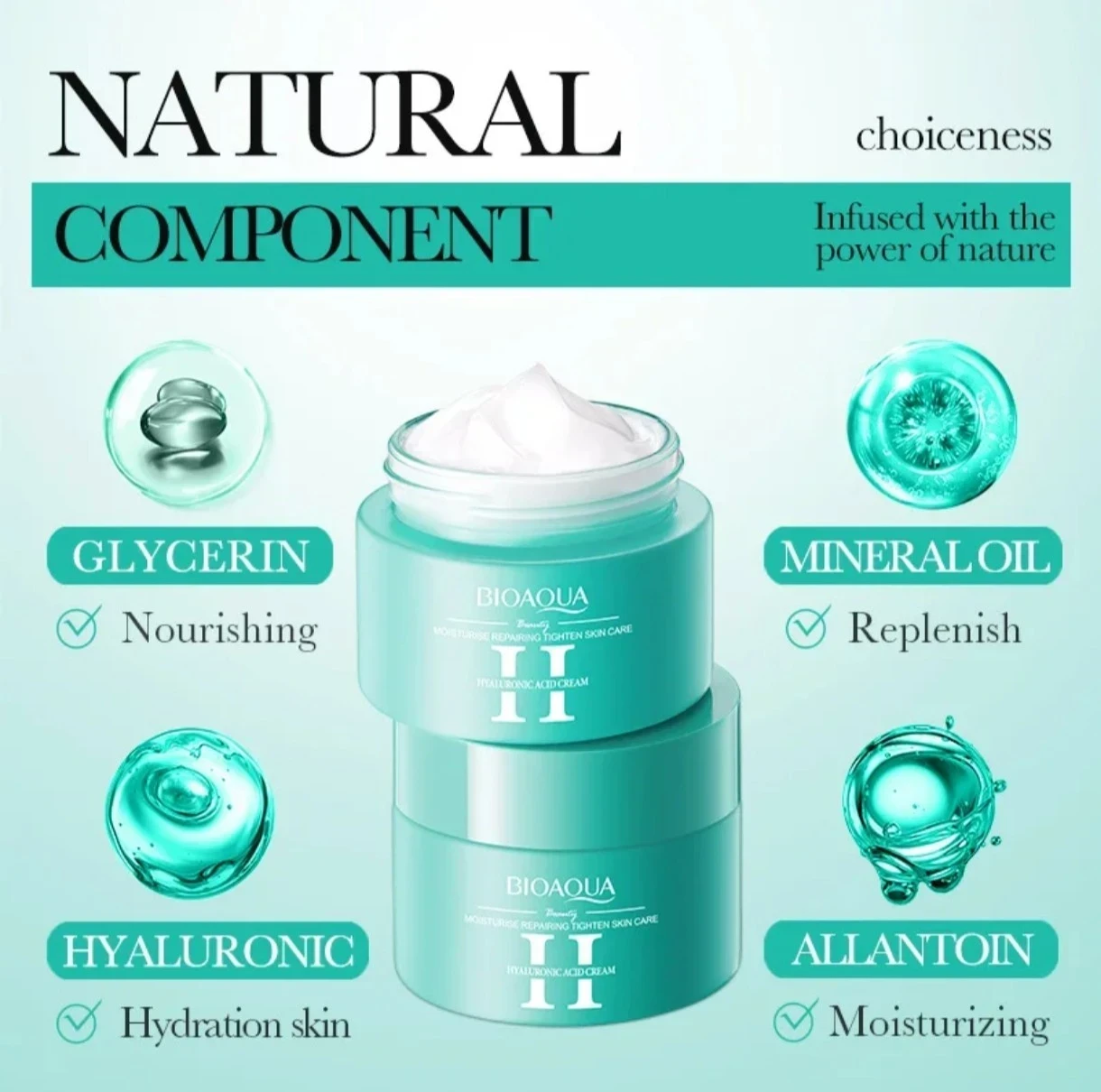Crema Hidratante Bioaqua con Ácido Hialurónico ✨💧 4