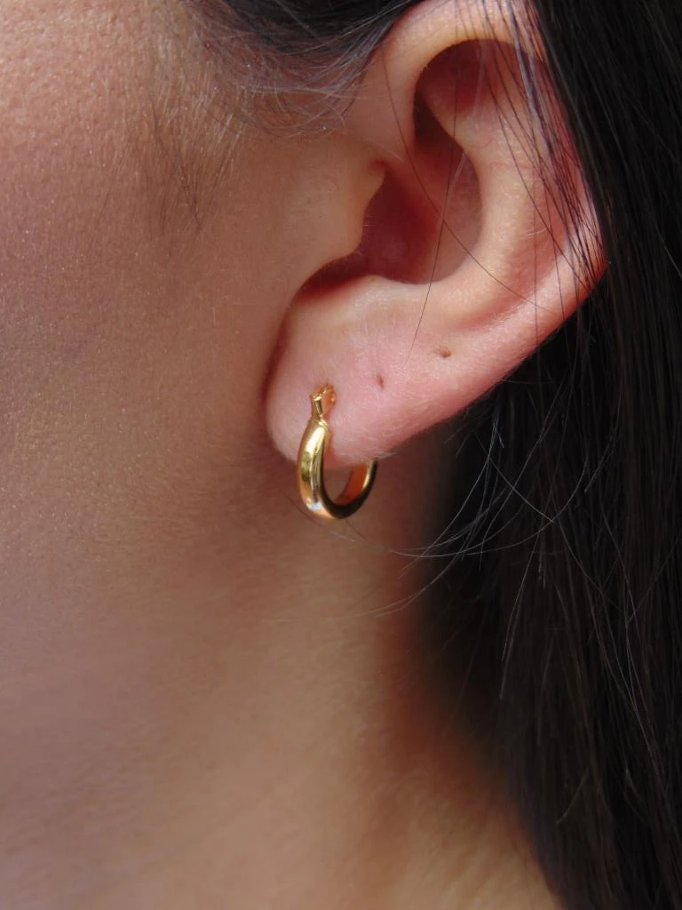 CANDONGA ORO LAMINADO 18K TUBULAR GLOBO REDOND LISA 1.2CM | 3MM