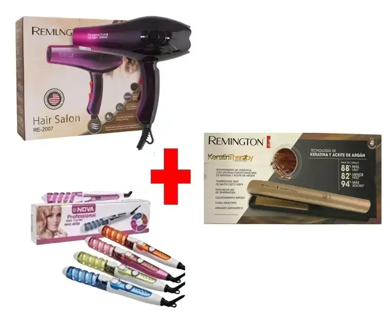 COMBO BELLEZA: Plancha Keratina + Secador + Mini Rizadora 