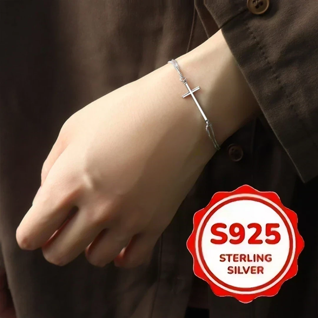 PULSERA BEBÉ CON CRUZ PLATA  2
