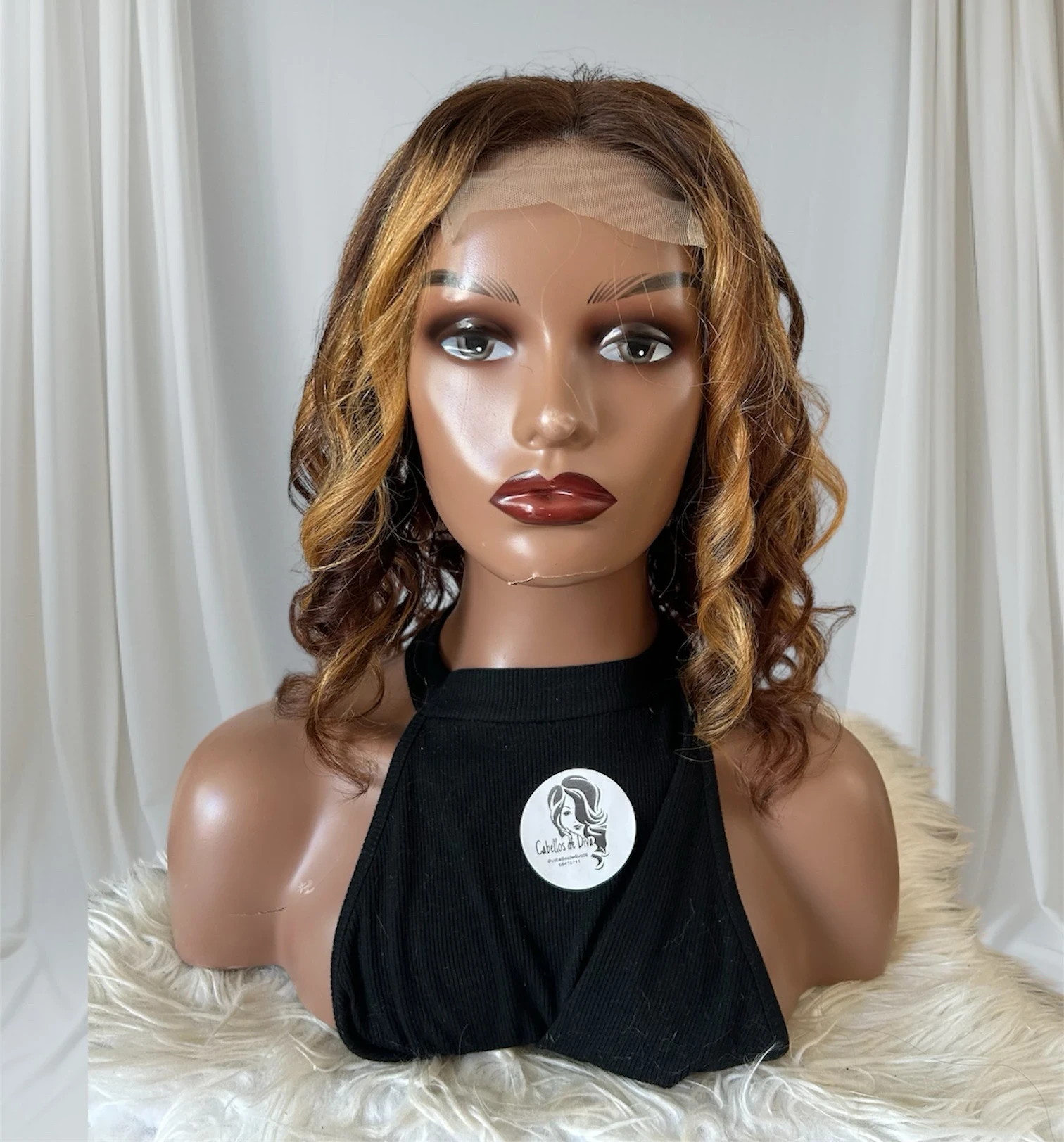 Peluca cabello humano 14” ondulada, 4/27 frontal 4x4  2
